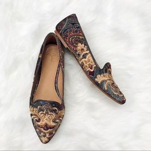 Joie Embroidered Velvet Flats